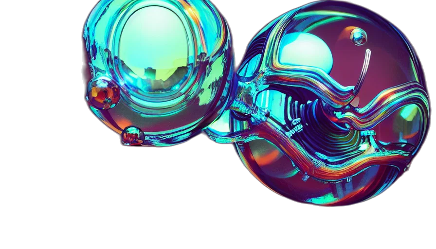 mask, robot, bottle, weapon, 3d render, concept art, vaporwave, photorealistic transparent PNG cut-out