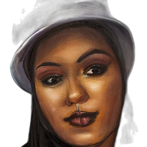 face, hat, photorealistic, watercolor transparent PNG cut-out