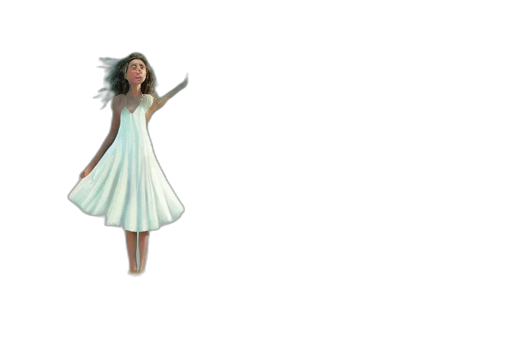 dress, hair, creature, 3d render, concept art, cartoon, fantasy art, outer space transparent PNG cut-out