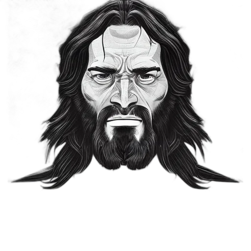face, animal, hair, comic book art, fantasy art, cartoon, concept art, jesus transparent PNG cut-out