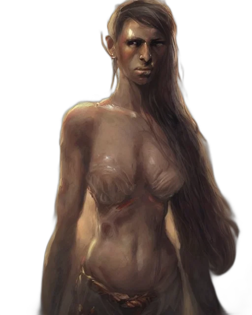 hair, creature, face, staff transparent PNG cut-out