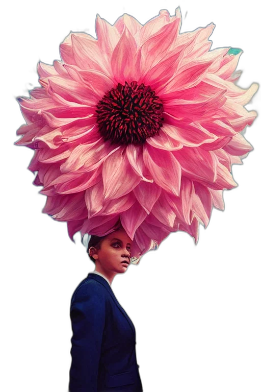 flower, umbrella, hat, crown, photorealistic, vaporwave, oil painting, concept art transparent PNG cut-out