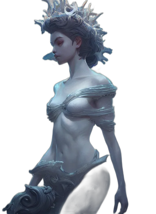 robot, creature, dress, mask, concept art, fantasy art, cyberpunk, 3d render transparent PNG cut-out