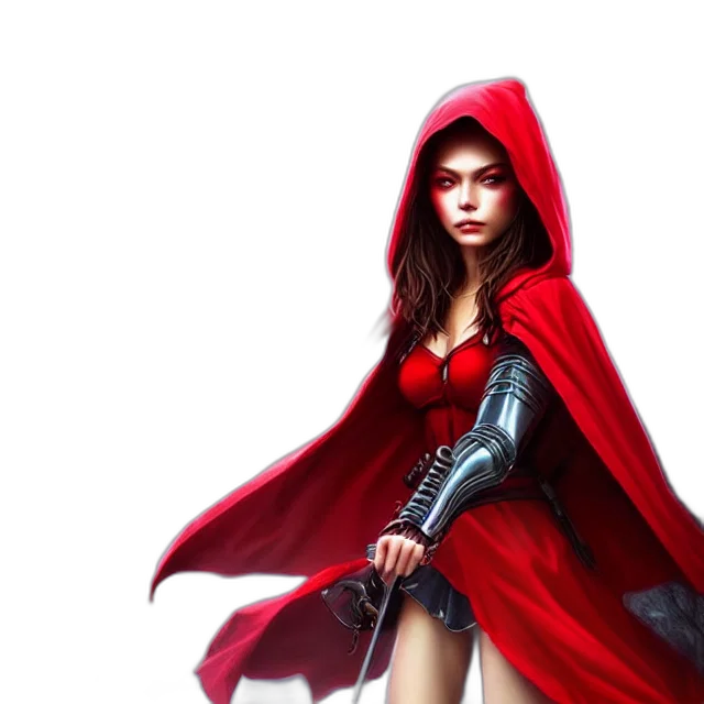 fantasy art, concept art, comic book art, pixel art, red, beautiful, riding, hood transparent PNG cut-out