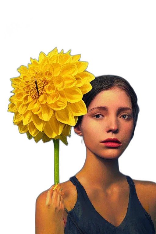 flower, face, crown, dress, photorealistic, oil painting, pixel art, fantasy art transparent PNG cut-out