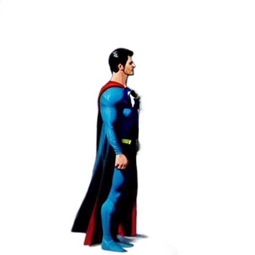 comic book art, concept art, pixel art, 3d render, superman, back, sitting, chair transparent PNG cut-out