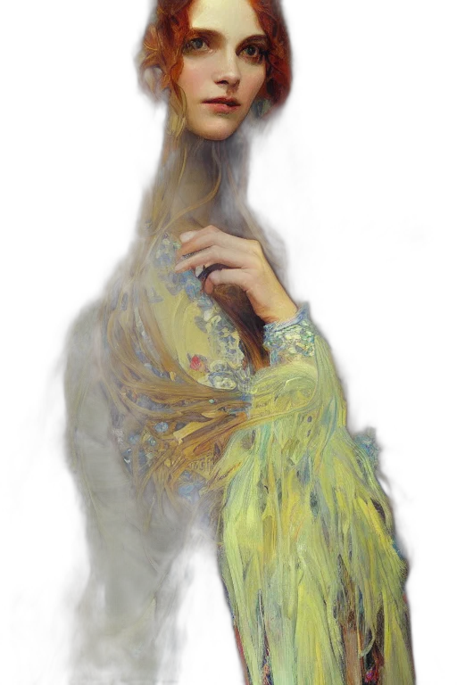 dress, hair, face, jewelry, oil painting, photorealistic, watercolor, fantasy art transparent PNG cut-out
