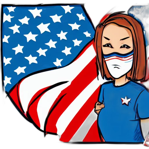 staff, cartoon, comic book art, woman, blue, shirt, american, flag transparent PNG cut-out