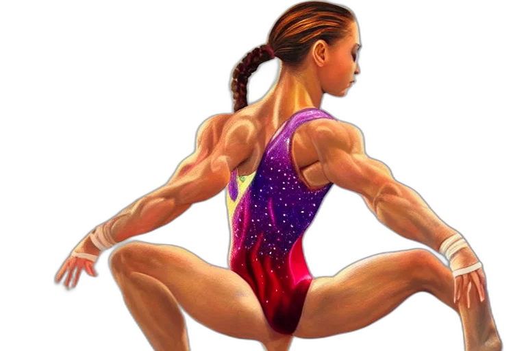 photorealistic, concept art, oil painting, comic book art, gymnast, girl, fantasy, painting transparent PNG cut-out