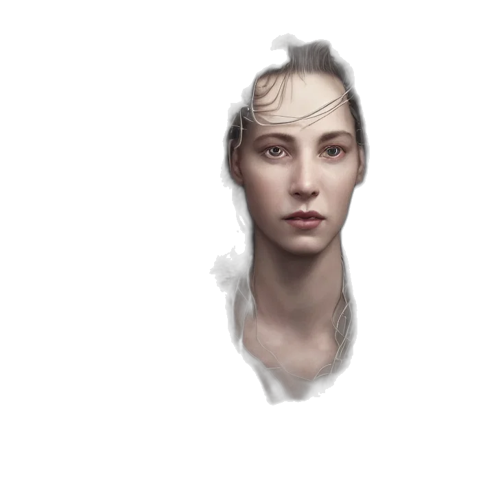 face, creature, robot, mask, concept art, photorealistic, fantasy art, 3d render transparent PNG cut-out