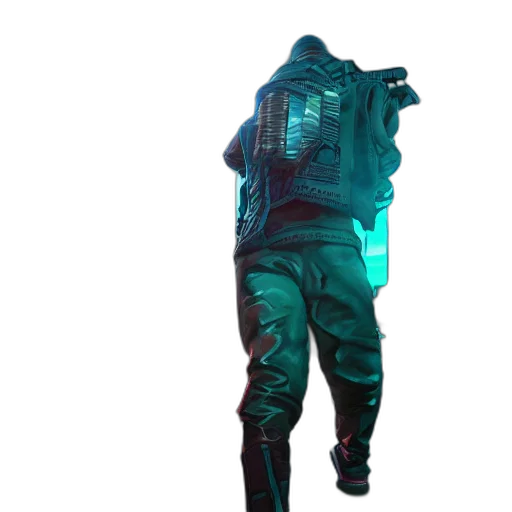 jacket, robot, weapon, mask transparent PNG cut-out