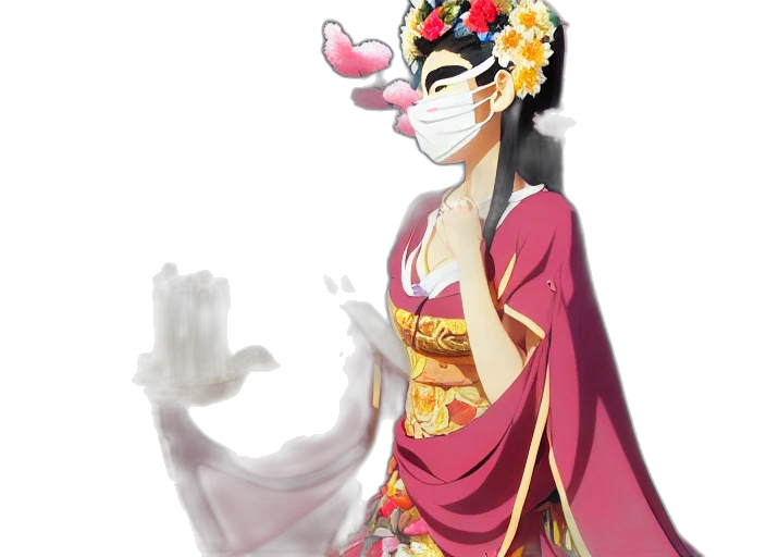 dress, staff, flower, mask transparent PNG cut-out
