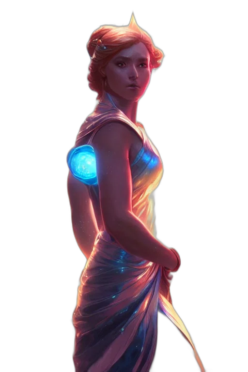 dress, robot, staff, jacket, concept art, cyberpunk, 3d render, vaporwave transparent PNG cut-out