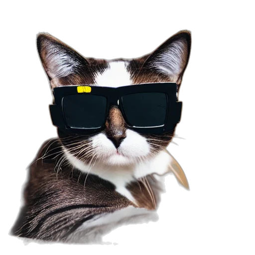 animal, staff, hat, cyberpunk, photorealistic, 3d render, vaporwave, cat transparent PNG cut-out