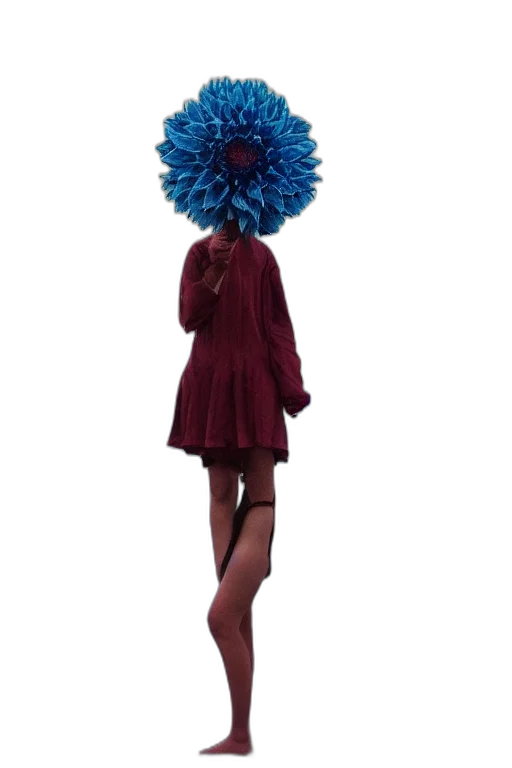dress, umbrella, flower, hat, 3d render, concept art, photorealistic, blue transparent PNG cut-out