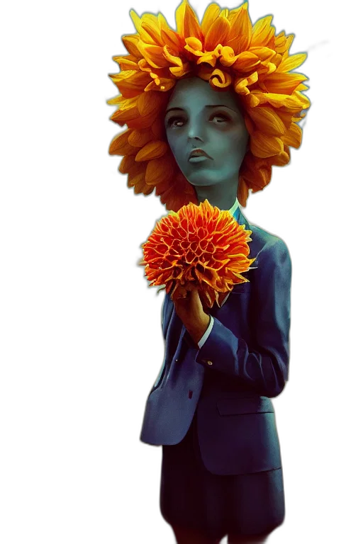 flower, staff, crown, face, concept art, fantasy art, comic book art, photorealistic transparent PNG cut-out