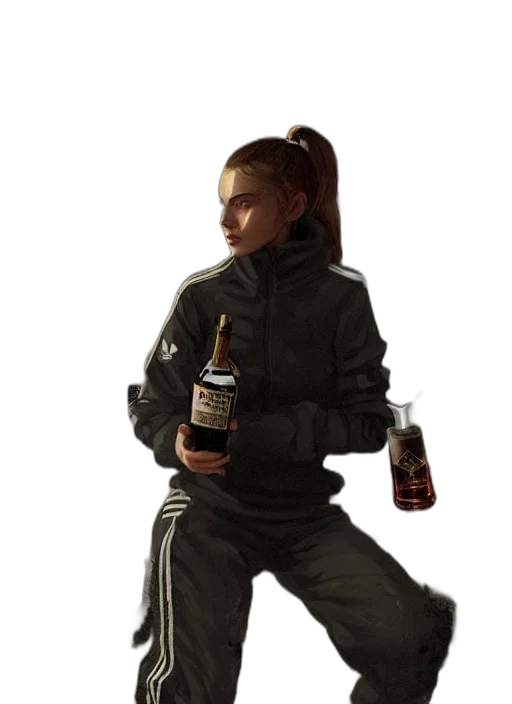 jacket, bottle, weapon, staff transparent PNG cut-out