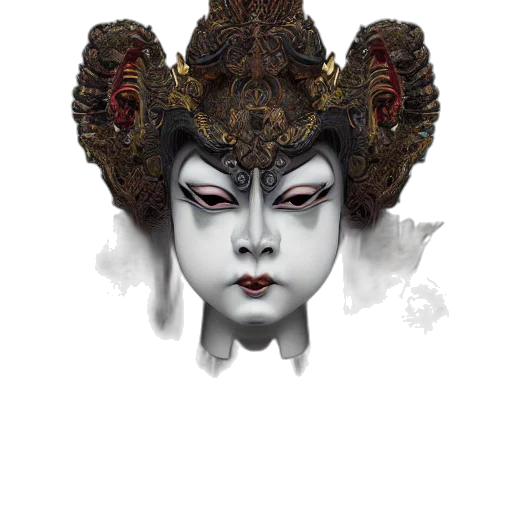mask, face, crown, hat, fantasy art, concept art, photorealistic, 3d render transparent PNG cut-out
