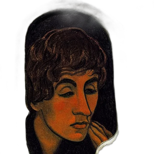 face, mask, jacket, hat, photorealistic, oil painting, vaporwave, cartoon transparent PNG cut-out