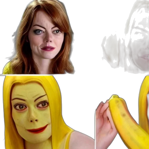 face, photorealistic, concept art, 3d render, cartoon, banana, woman, has transparent PNG cut-out