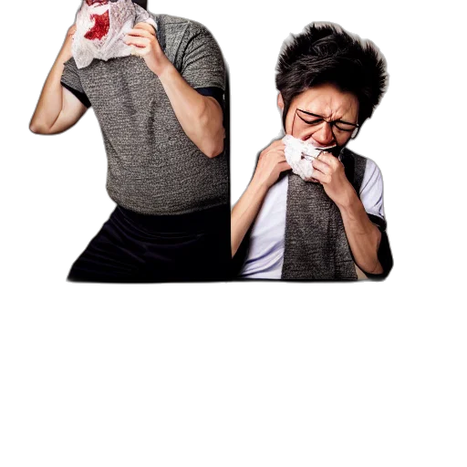 mask, concept art, portrait, sneezing, mid, sneeze, midsneeze, detective transparent PNG cut-out