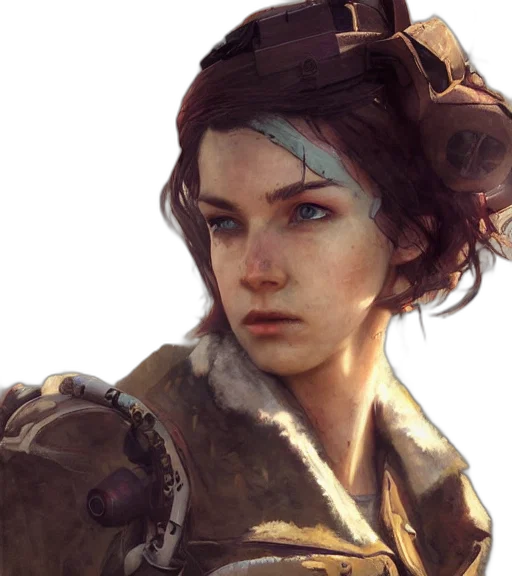 face, jacket, weapon, staff transparent PNG cut-out