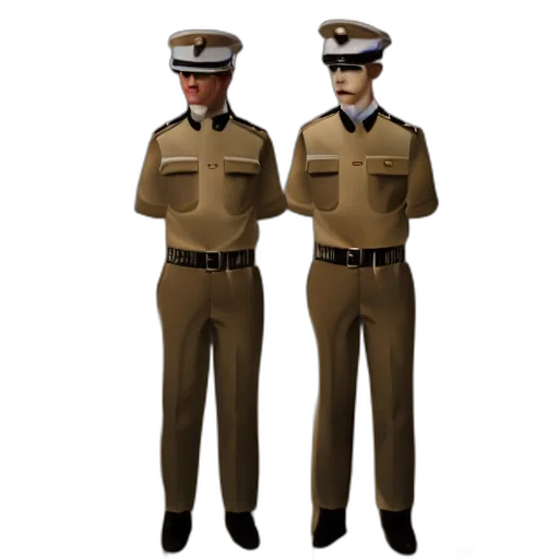 staff, jacket, hat, 3d render transparent PNG cut-out