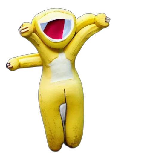 robot, staff, creature, 3d render, concept art, full, body, banana transparent PNG cut-out