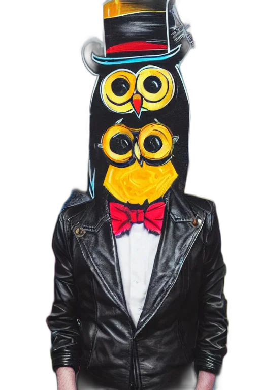 jacket, mask, animal, face, concept art, 3d render, cartoon, oil painting transparent PNG cut-out