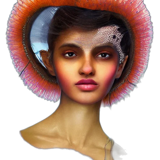 face, hat, mask, jewelry, photorealistic, fantasy art, concept art, oil painting transparent PNG cut-out