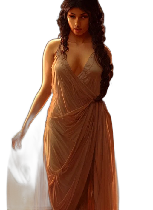dress, staff, photorealistic, fantasy art, concept art, 3d render, sunset, fire transparent PNG cut-out