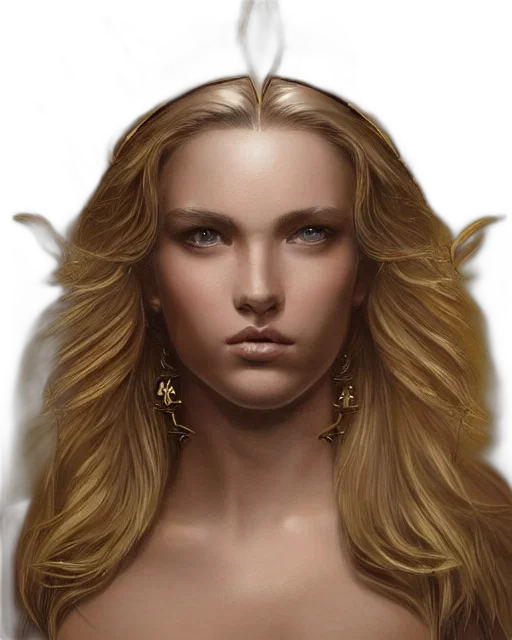 face, jewelry, crown, hair, fantasy art, photorealistic, concept art, oil painting transparent PNG cut-out