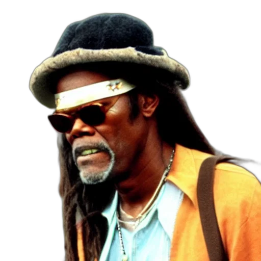 hat, staff, still, samuel, jackson, dressed, like, hippie transparent PNG cut-out