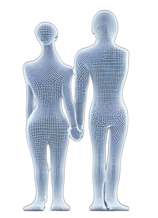 jewelry, dress, robot, 3d render, concept art, vaporwave, neon lights, perfectly transparent PNG cut-out