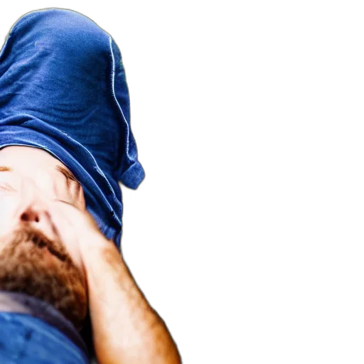 hat, mask, face, hair, man, laying, ground, bundle transparent PNG cut-out