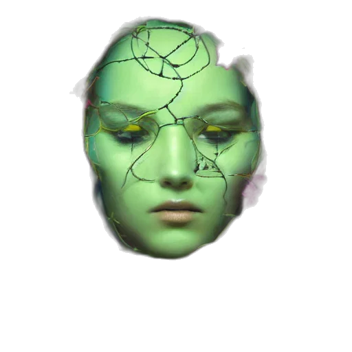 mask, face, creature, crown, photorealistic, 3d render, concept art, cyberpunk transparent PNG cut-out