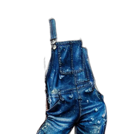 shoes, jacket, dress, weapon, 3d render, photorealistic, blue, full transparent PNG cut-out