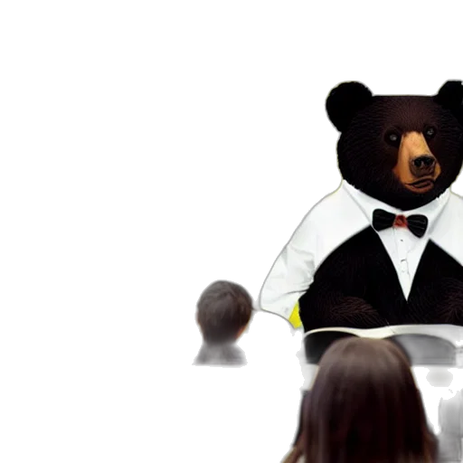 3d render, concept art, bear, wearing, suit, teaching, classroom transparent PNG cut-out