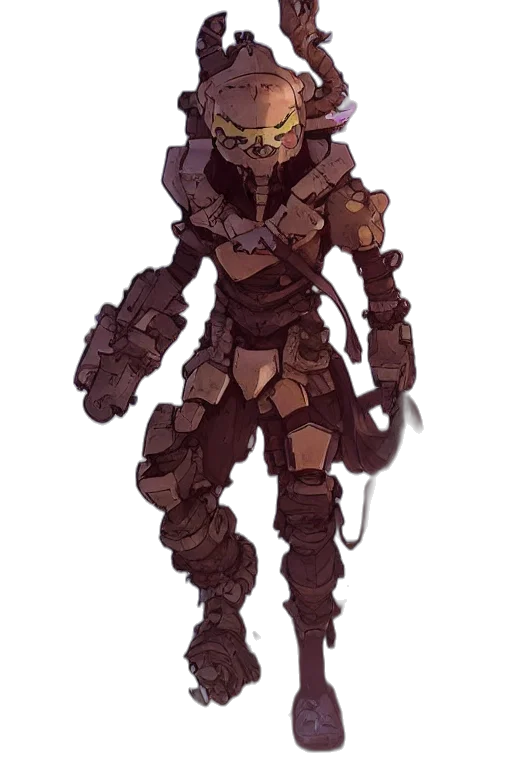 robot, weapon, creature, staff, concept art, fantasy art, pixel art, cyberpunk transparent PNG cut-out