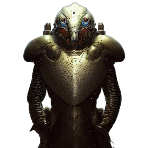robot, mask, dragon, creature, concept art, 3d render, fantasy art, dark transparent PNG cut-out