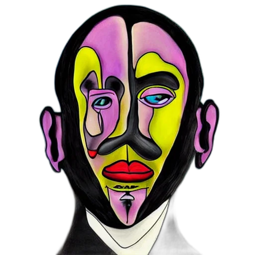 mask, face, staff, cartoon, concept art, photorealistic, fantasy art, neon transparent PNG cut-out