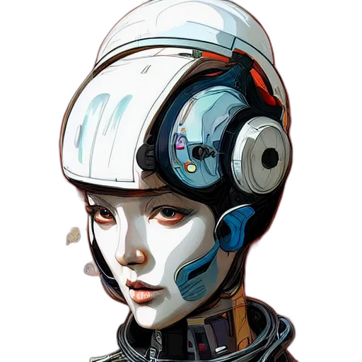 robot, mask, face, cyberpunk, concept art, comic book art, anime, outer space transparent PNG cut-out