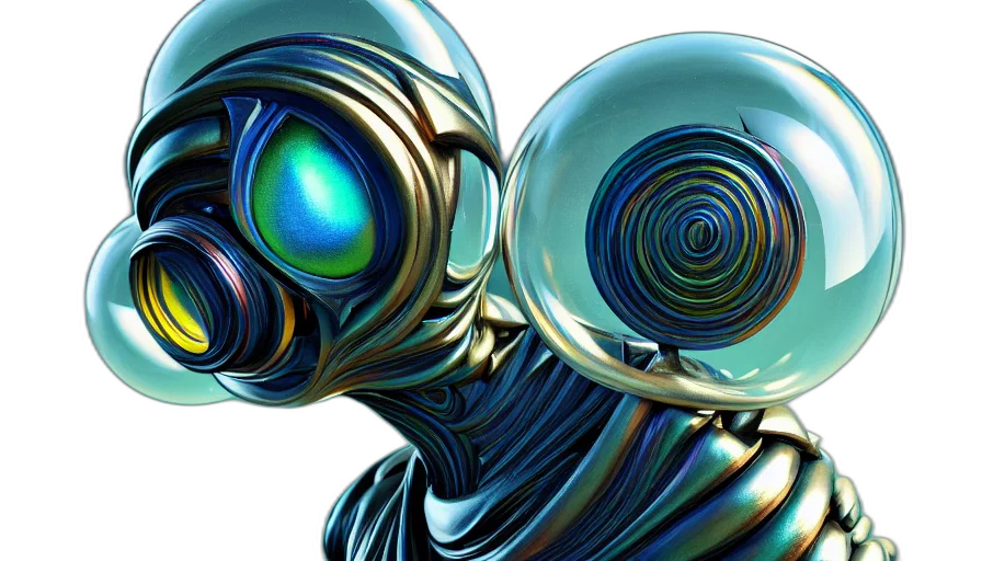 robot, concept art, 3d render, comic book art, cyberpunk, outer space, bubbles, artstation transparent PNG cut-out