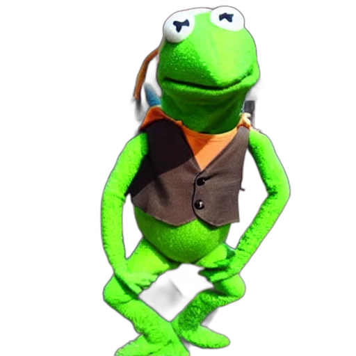 staff, animal, jacket, creature, 3d render, concept art, photorealistic, kermit transparent PNG cut-out