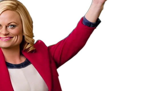 jacket, staff, leslie, knope, show, parks, recreation, waving transparent PNG cut-out