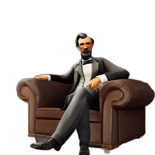 furniture, staff, 3d render, concept art, pixel art, cartoon, abraham, lincoln transparent PNG cut-out