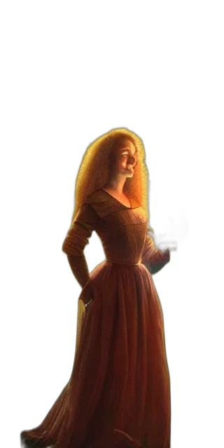 dress, staff, hair, crown, concept art, photorealistic, oil painting, 3d render transparent PNG cut-out
