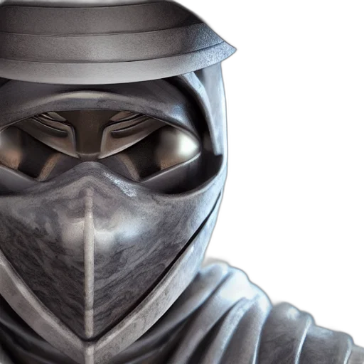 mask, sword, face, weapon, concept art, photorealistic, 3d render, fantasy art transparent PNG cut-out