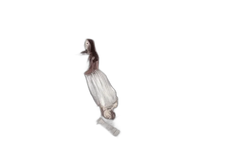 dress, hair, creature, staff transparent PNG cut-out