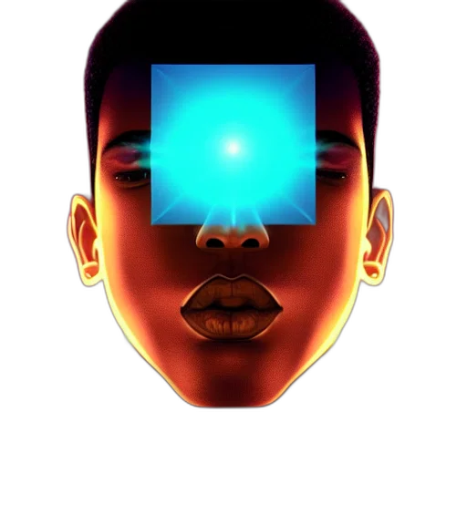 face, mask, robot, crown, cyberpunk, concept art, vaporwave, 3d render transparent PNG cut-out